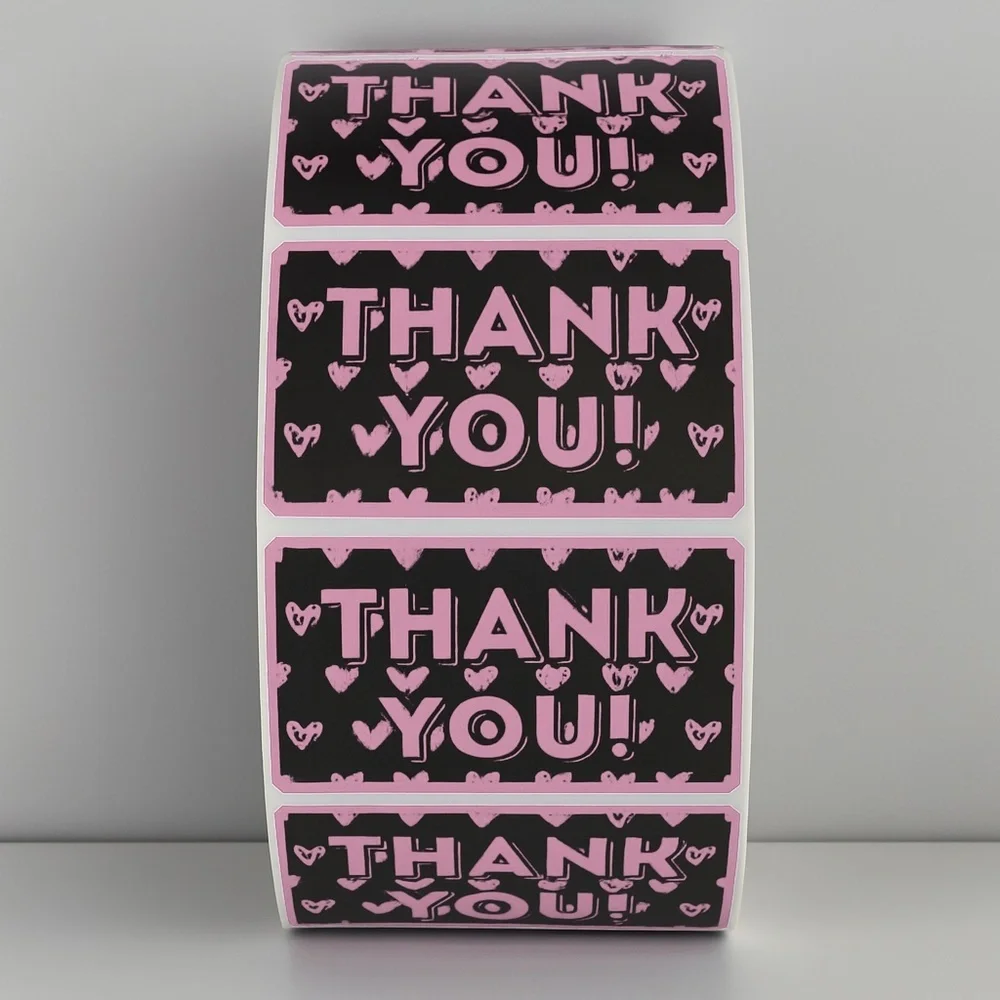 Thank You Stickers with Hearts – Cute Packaging Labels for Small Business Orders